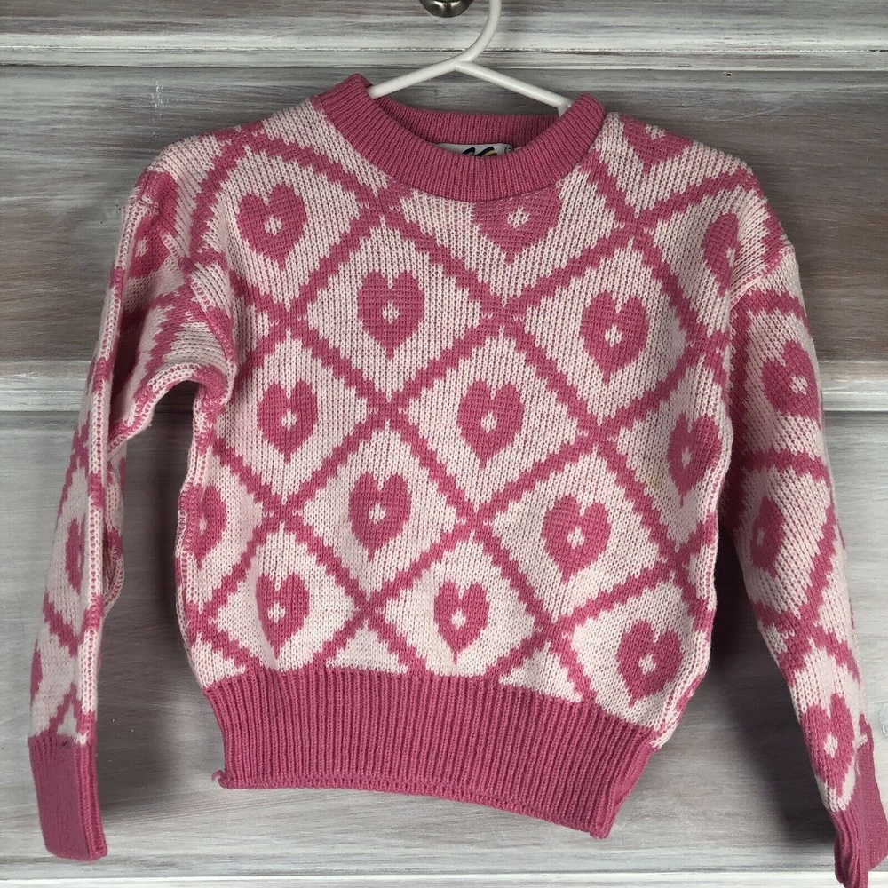 Vintage Dr Denton Knit Heart toddler 80s Sweater